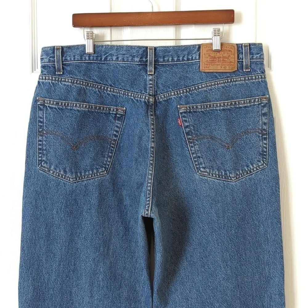 Levi's Y2K Vintage 550 Dark Wash Relaxed Fit Tapered Leg Denim Jeans 40 x 32